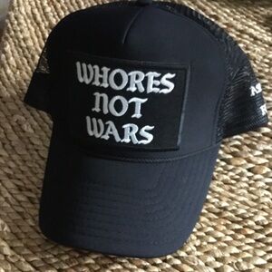 Black Embroidered Statement Trucker Hat - Not Wars 🤘🏼